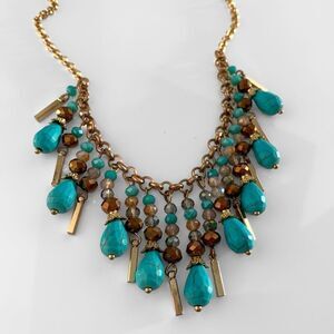 Turquoise & Crystal Drop Necklace